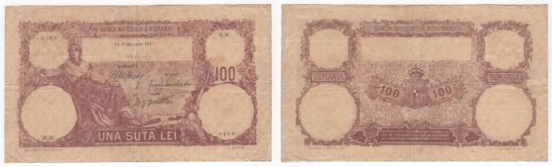 Romania - Banca Nazionale della Romania - 100 Lei 16 febbraio 1917 - P25 - Piegh...