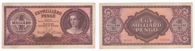 Ungheria - Post WWII - 1 Miliardo di Pengo 1946 "Inflation" - N°R249 046256 - P1...