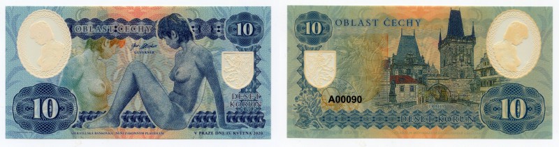 Bohemia & Moravia 10 Korun 2020 Fancy Number
# A 00090; Polymer; Fantasy Bankno...