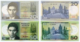 Czechoslovakia 20 & 50 Korun 2019 Specimen "Franz Kafka"
50 Korun (Polymer) & 20 Korun 2019 (Common); Famous Czech (Prague) writer Franz Kafka (1883-...