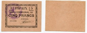 Belgium Pipaix 5 Francs 1940 (ND)
België - Pipaix; AUNC