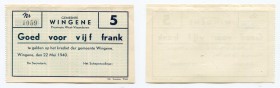 Belgium 5 Francs Notgeld 1940 (ND)
Gemeente Wingene