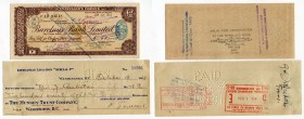 Europe Lot of 2 Cheques 1938 - 1951
Lithuania 100 Dollars 1938 & Great Britain 2 Pounds 1951