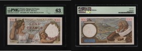 France 100 Francs 1939 PMG 63
P# 94b; UNC