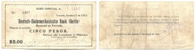 Germany - Empire Deutsch-Sudamerikanische Bank / Banco de Londres y México 5 Pesos 1913
P# S603; F+