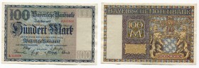 Germany - Weimar Republic Bayern 100 Mark 1922
P# S923; XF