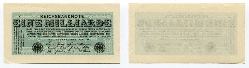 Germany - Weimar Republic 1 Miliarden Mark 1923
P# 122; AUNC