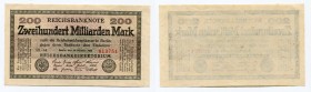 Germany - Weimar Republic 200 Milliarden Mark 1923
P# 121a; AUNC