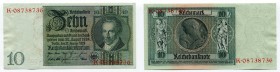 Germany - Weimar Republic 10 Reichsmark 1929
P# 180; AUNC