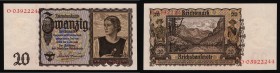 Germany - Third Reich 20 Reichsmark 1939
P# 185; UNC