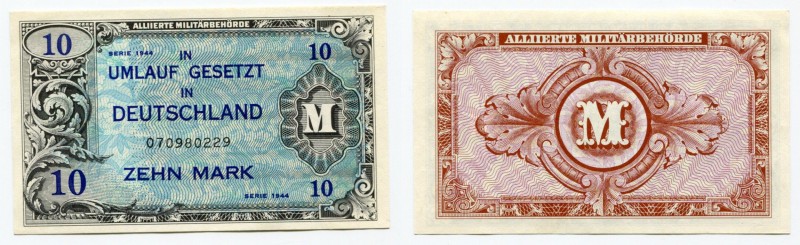 Germany - Third Reich 10 Mark 1944 Allied Occupation WWII
P# 194a; UNC, Crispy