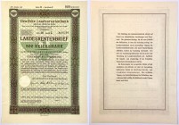 Germany - Third Reich Bond for 500 Reichsmark 1945
Deutsche Landesrentenbank, Landesrentenbrief uber 500 Reichsmark 1945; Amazing Condition!