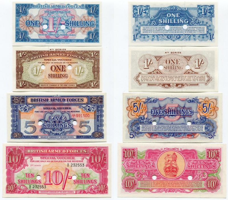 Great Britain Set of 4 Military Banknotes 1956 (ND)
(x2) 1 Shilling, 5 & 10 Shi...