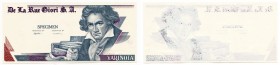 Great Britain De La Rue Test Note 2000 - 2010 Specimen "Varinota" RARE
Beethoven; Test Print; UNC-