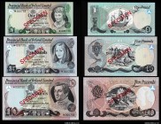 Northern Ireland 1-5-10 Pounds 1977 Specimen
P# 247s,248s,249s; UNC