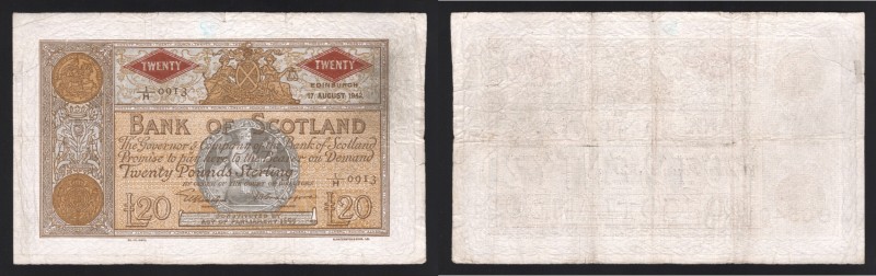 Scotland 20 Pounds 1942 Rare
P# 94c; VF