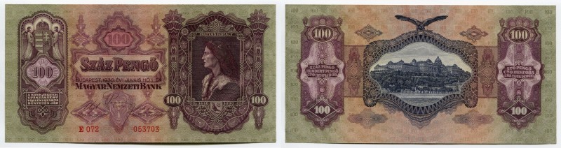 Hungary 100 Pengö 1930
P# 98; № E 072 053703; UNC; Large Banknote