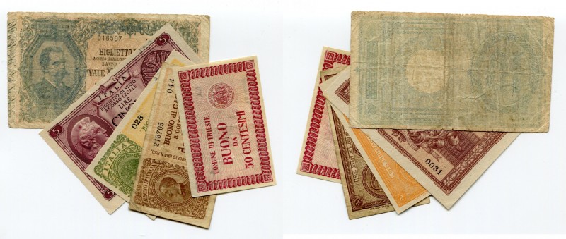 Italy 0,5-2-2-5-10 Lire 1888 - 1944
P# 20g; 30a; 31a; 37a; Comune Di Trieste 50...