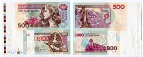 Monaco 200 & 500 Francs 2016 Canceled Test Print with Gábriš's Signature, Rare!
Issued 50 Pcs Only!; Portraits in Profile of Princess consort Grace P...