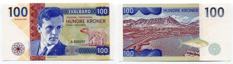 Norway Svalbard 100 Kroner 2018 Specimen "Helge Marcus Ingstad" RARE
Helge Marc...