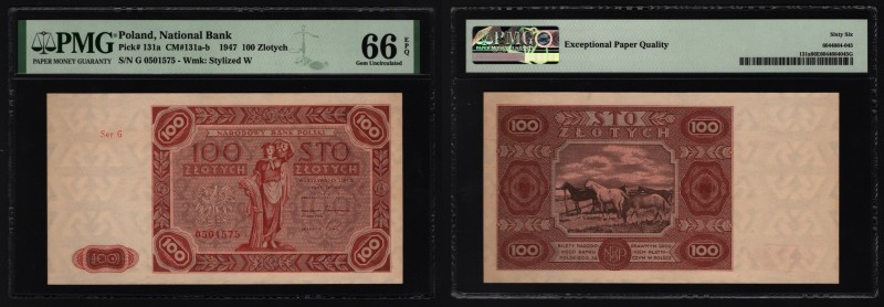 Poland 100 Zlotych 1947 PMG 66 EPQ
P# 131a; UNC