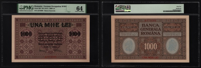 Romania 1000 Lei 1917 PMG 64
P# M8; UNC