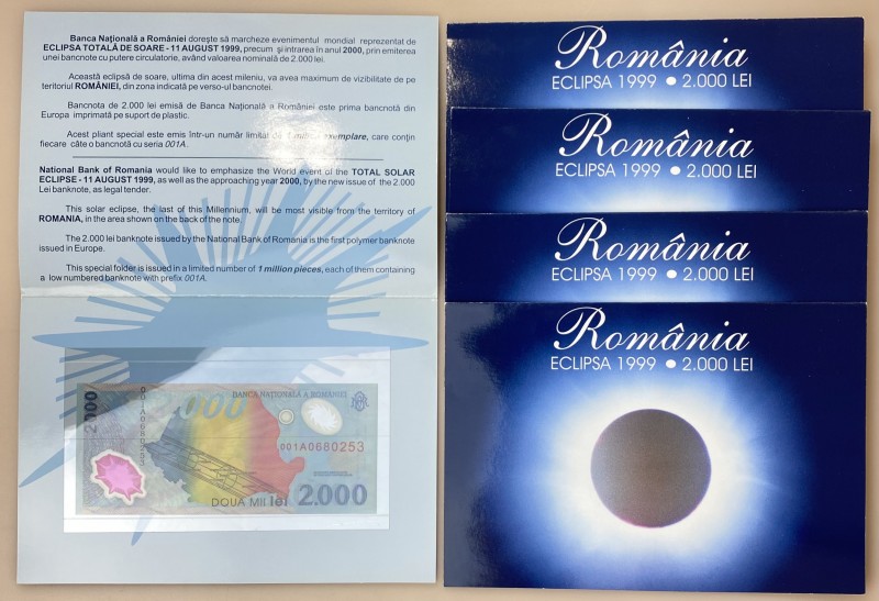 Romania 5 x 2000 Lei 1999
P# 111; Total Eclipse of the Sun (August 11, 1999) an...