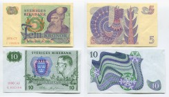 Sweden 5 - 10 Kronor 1978 - 1990
P# 51d - 52e; AUNC-UNC-
