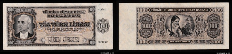 Turkey 100 Lirasi 1942 - 1947 Very Rare
P# 144a; XF-aUNC