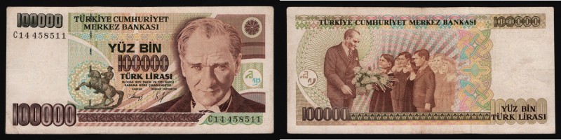 Turkey 100000 Lirasi 1970 C Rare Prefix
P# 205a; VF