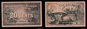 French Indochina 20 Cents 1939
P# 86d; UNC