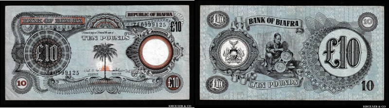 Biafra 10 Pounds 1968 Rare Value
P# 7; VF-XF