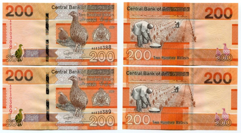 Gambia 2 x 200 Dalasis 2019
# A 0230388 - A 0230389; UNC