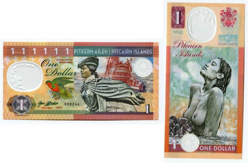 Pitcairn 1 Dollar 2018 Specimen
Polymer; Fantasy Banknote; Limited Edition; Mad...