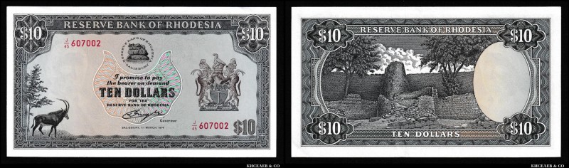 Rhodesia 10 Pounds 1976
P# 37; aUNC