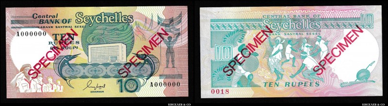 Seychelles 10 Rupees 1989 Specimen
P# 32s; UNC-