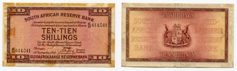 South Africa 10 Shillings 1940
P# 82d; Tape Traces