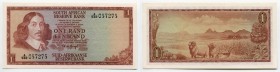 South Africa 1 Rand 1967
P# 109b; № A/532 057275; UNC; W/mark Springbok; "Jan van Riebeeck"