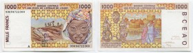 West African States Cote D'Ivoire 1000 Francs 1999
P# 111Ai; UNC
