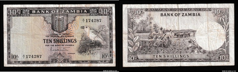 Zambia 10 Shillings 1964 Rare
P# 1a; VF