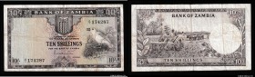 Zambia 10 Shillings 1964 Rare
P# 1a; VF