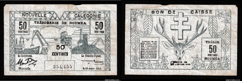 New Caledonia 50 Centimes 1943
P# 54; VF