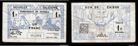 New Caledonia 1 Franc 1943
P# 55a; VF