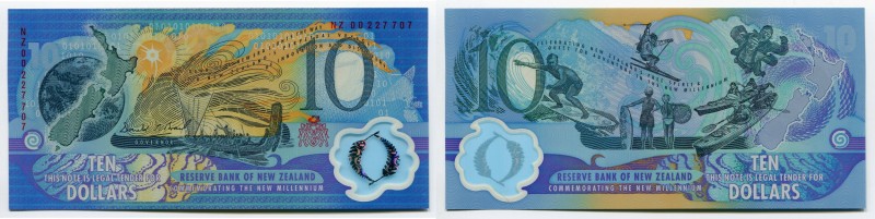 New Zealand 10 Dollars 2000 Commemorative
P# 190b; № NZ 00 227 707; UNC; Polyme...