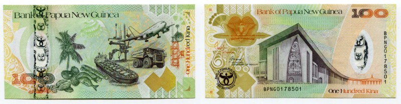 Papua New Guinea 100 Kina 2008 Commemorative Issue
P# 36; # BPNG 0178501; UNC