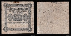Argentina Buenos Ayres 1 Peso 1867 Very Rare
P# S471; VF