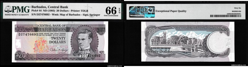 Barbados 20 Dollars 1993 PMG 66 EPQ
P# 44; UNC
