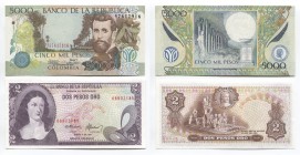 Colombia 2-5000 Pesos 1977 - 2009
P# 413b, 452; AUNC-UNC