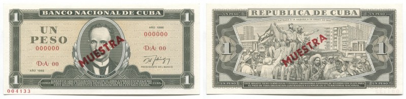 Cuba 1 Peso 1986 Specimen
P# 102s; UNC
