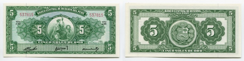 Peru 5 Soles 1960
P# 76; № 537815; UNC